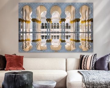 Beauty of symmetry in Grand Mosque in Abu Dhabi by Dieter Meyrl