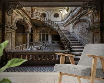 Staircase in an abandoned castle