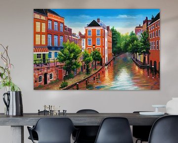 Schilderij Utrecht - Donkere Gaard van Kunst Kriebels