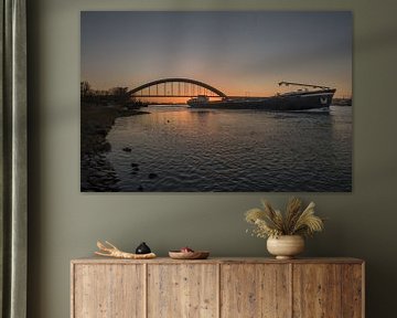 Barge near Culemborg railway bridge by Moetwil en van Dijk - Fotografie