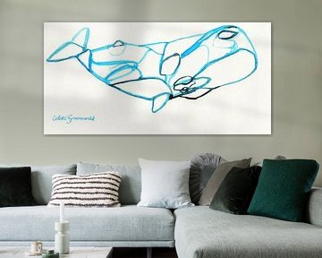 Minimalistische walvis van Celeste Groenewald
