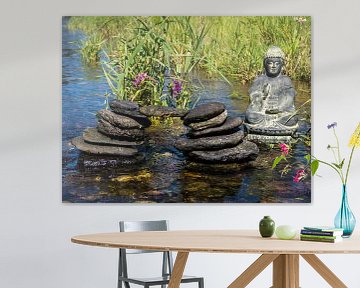 Balancesteine mit Buddha Hintergrund Wellness van Animaflora PicsStock