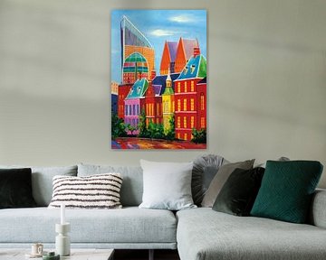 Schilderij skyline van Den Haag sur Kunst Company
