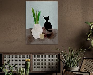 Nature morte avec un chat sur Joost Hogervorst