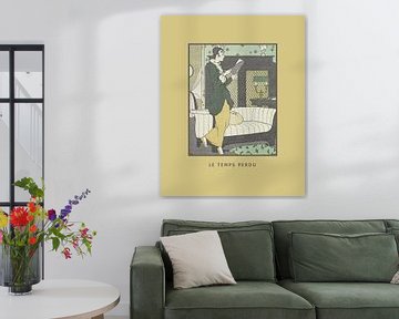 Le temps perdu mustard yellow | Woman reading book | Historic Art Deco Fashion Print by NOONY