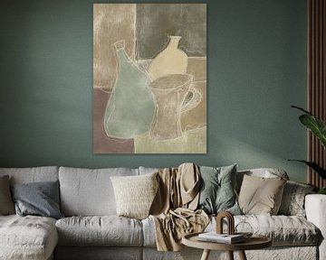 Still life in shades of brown and some greens by Joost Hogervorst
