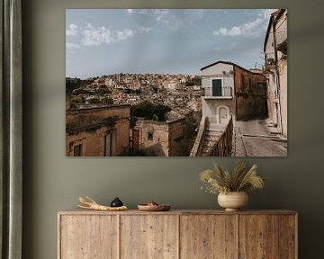 Uitzicht vanuit het oude gedeelte  van de stad Ragusa, Sicilië Italië