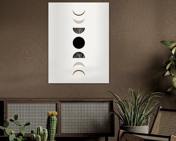 Moderne Kunst - Schwarz und Gold 4 - Mondphasen von Studio Malabar