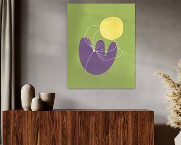 Minimalistisch design in lentekleuren, minimale lijnen en vormen bloem, abstracte tuin kunst van Tanja Udelhofen