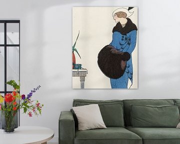 Dame in het blauw | Art Deco Mode prent van NOONY
