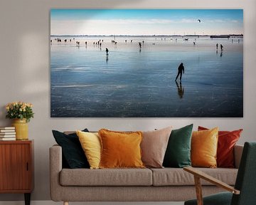 Les patineurs sur la glace de Hoorn sur Jan van der Knaap