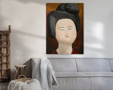 Een portret van een Chinese dikke dame 'Fat ladies' VII van Linda Dammann