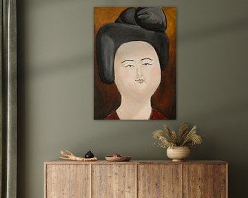 Een portret van een Chinese dikke dame 'Fat ladies' VII van Linda Dammann