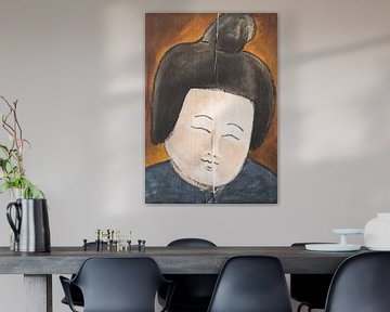 Een portret van een Chinese dikke dame 'Fat ladies' VI van Linda Dammann