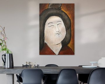 Een portret van een Chinese dikke dame 'Fat ladies' IX van Linda Dammann