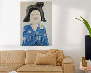 Een portret van een Chinese dikke dame 'Fat ladies' XI van Linda Dammann