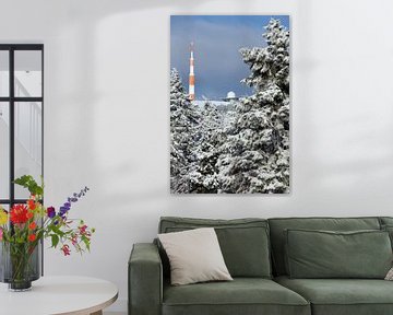 Vue du sommet enneigé du Brocken dans les montagnes du Harz sur t.ART