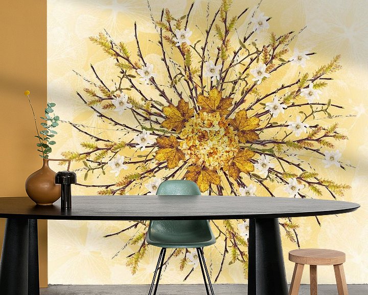 Sfeerimpressie behang: mandala natuur van Klaartje Majoor