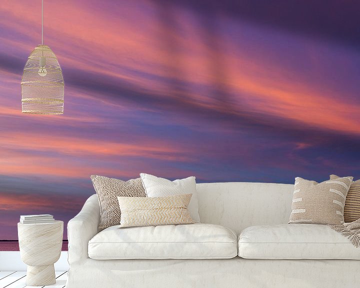 Sfeerimpressie behang: Gekleurde avondwolken boven de Oosterschelde van Emajeur Fotografie