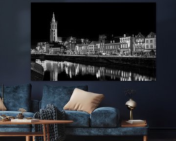 Roermond skyline in zwart wit