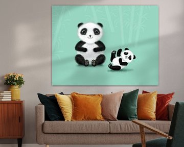 mama en kind panda van Lida Bruinen