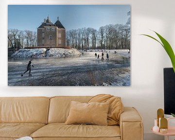 Nostalgia: skating on the castle moat at Soelen Castle. by Moetwil en van Dijk - Fotografie
