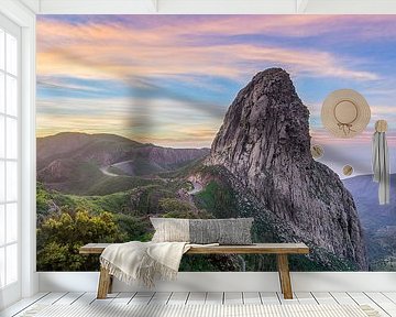 Roque Argando at sunrise - La Gomera, Spain by Dieter Meyrl