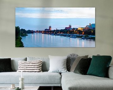 Skyline Magdeburg in the evening by Werner Dieterich