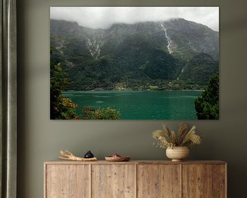 Waterfall in Norway. A lake with mountains | photo fine art print by Karijn | Fine art Natuur en Reis Fotografie