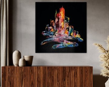 Skyline bij nacht van Klaus Strahlendorff