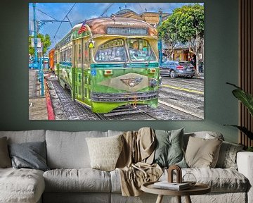 Green tram San Francisco nummer 1078 van Ton Tolboom