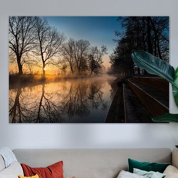 Sunrise by the river Niers