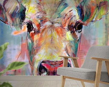 Schilderij van een koe - Sweet lady Jane van Liesbeth Serlie