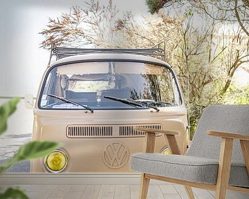 Vintage volkswagen camper in Frankrijk van Evelien Oerlemans