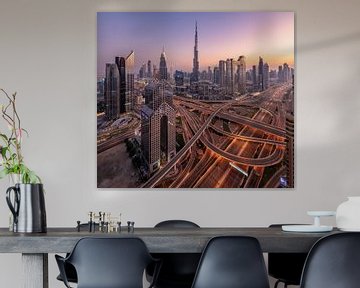 Panorama skyline Dubai van Achim Thomae