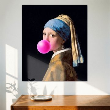 Mädchen mit dem Perlenohrring Kaugummi von Maarten Knops