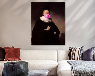 Portrait de Rembrandt d'un homme avec un chewing-gum sur Maarten Knops