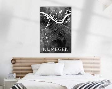 Nijmegen | Stadskaart op zwarte aquarel van WereldkaartenShop