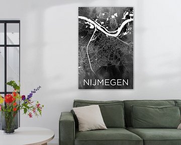 Nijmegen | City map on black watercolour by WereldkaartenShop