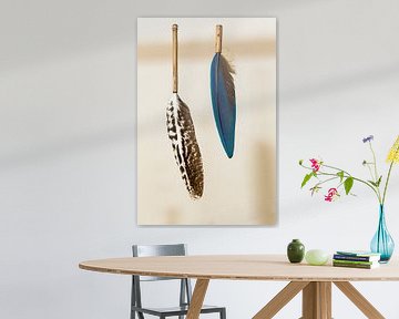 Beautiful feathers, set in bamboo