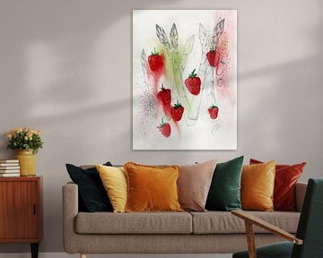 Spargel Erdbeer Salat Food Illustration van Pünktchenpünktchen Kommastrich