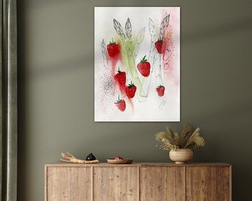 Spargel Erdbeer Salat Food Illustration van Pünktchenpünktchen Kommastrich