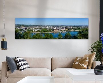 Panorama mit Rheinufer, Aussicht vom Asterstein, Koblenz, Rheinland-Pfalz, Deutschland, Europa
