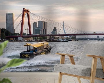 Water taxi with Willemsbrug by Prachtig Rotterdam