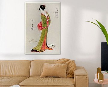 Traditionelle japanische Illustration im Ukyio-e-Stil einer japanischen Frau in einem Kimono von Eis von Studio POPPY