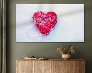 Red Valentine's heart in the snow by Eye on You