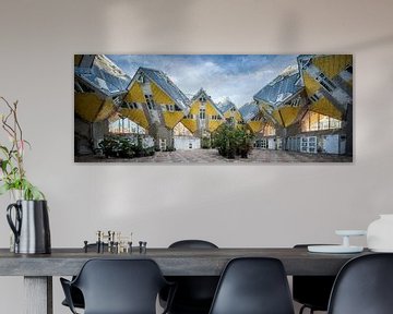 Cube houses Rotterdam Panorama Digitaal by Digitale Schilderijen