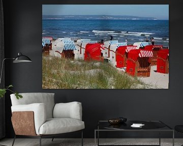 Strand met strandstoelen, Binz op het eiland Rügen, Mecklenburg-Voor-Pommeren, Duitsland van Torsten Krüger