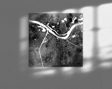 Plan de la ville de Nijmegen | Aquarelle noire | Cercle ou carré mural sur Wereldkaarten.Shop