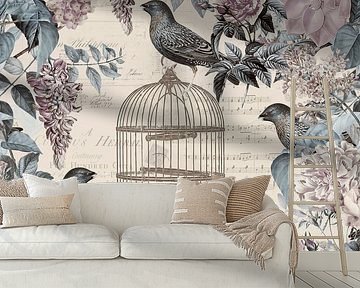 Floral romance and birds